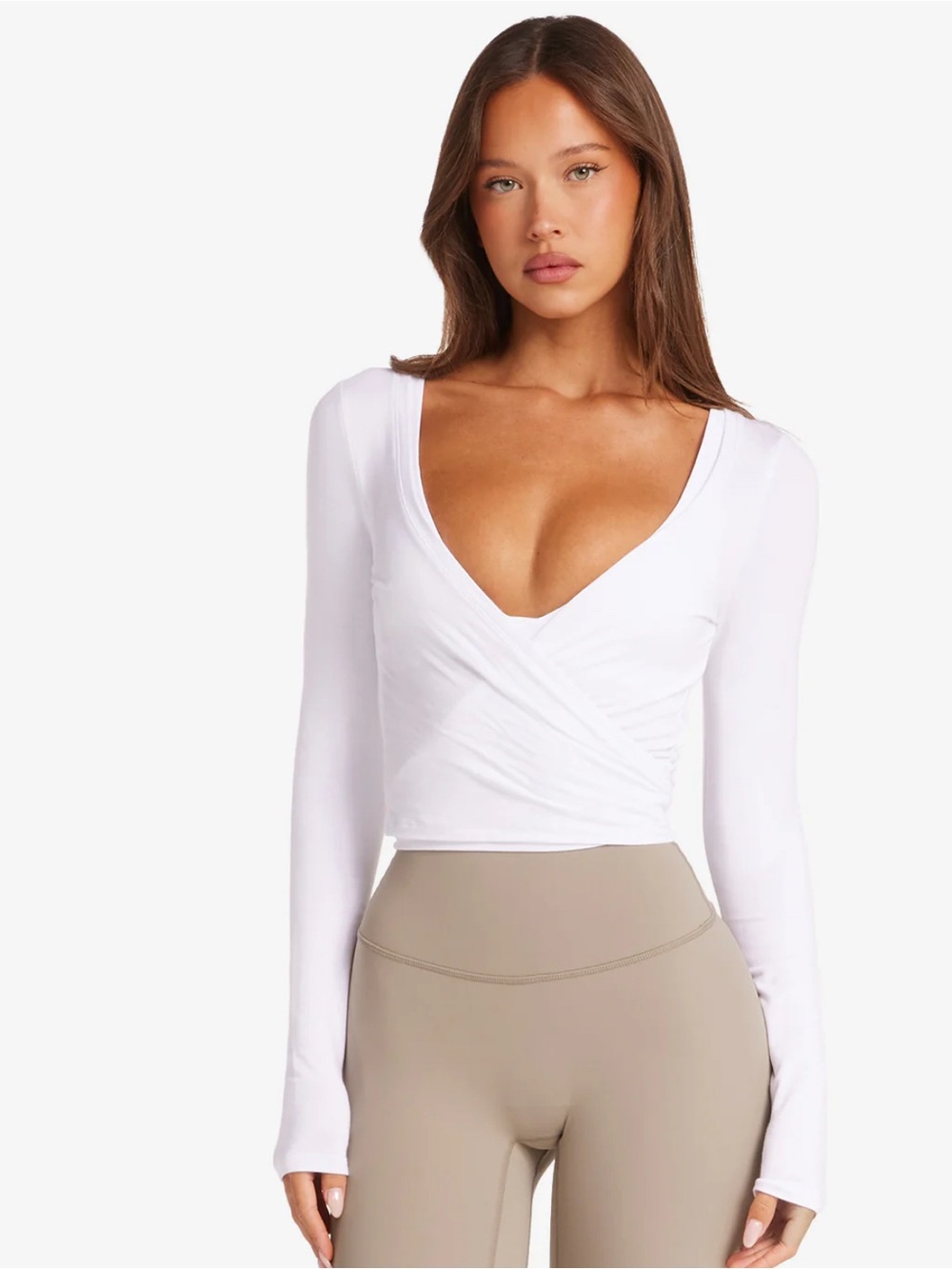 CSB Ballet Wrap Top in White - Picture 6 of 6